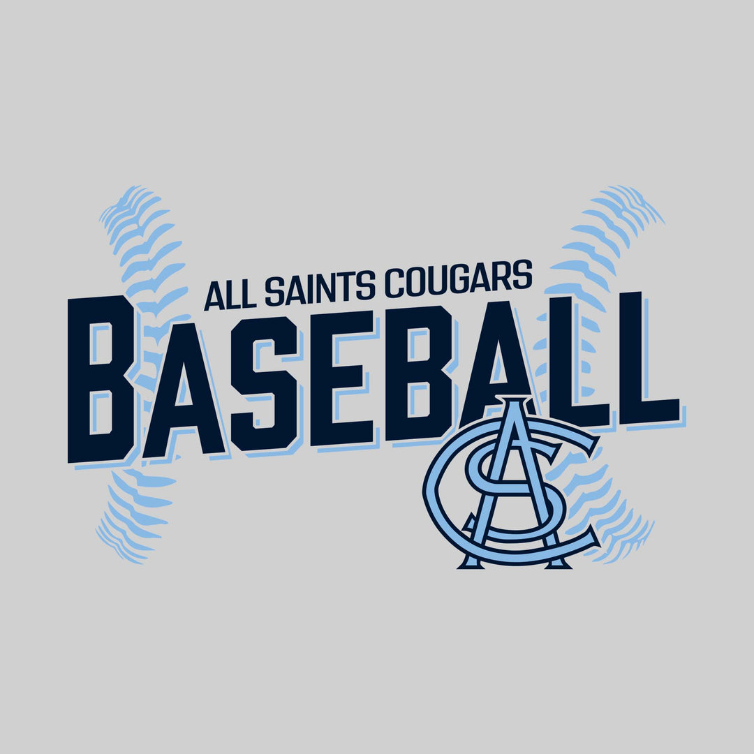 All Saints Cougars - Baseball - Angled Baseball with Baseball Stitches