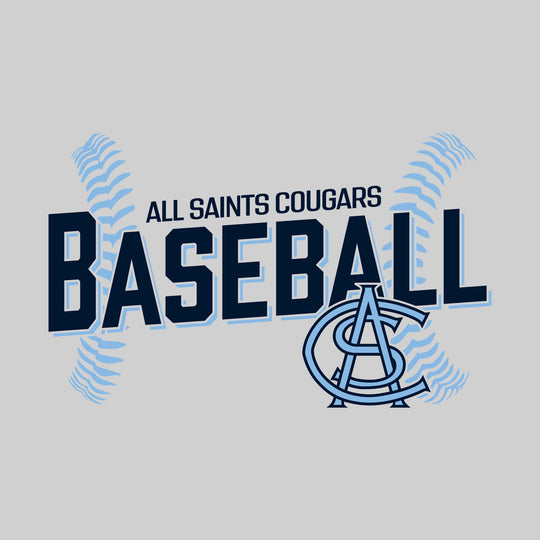 All Saints Cougars - Baseball - Angled Baseball with Baseball Stitches