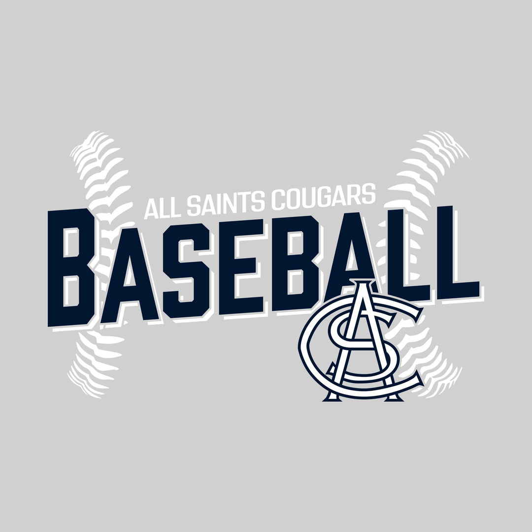 All Saints Cougars - Baseball - Angled Baseball with Baseball Stitches