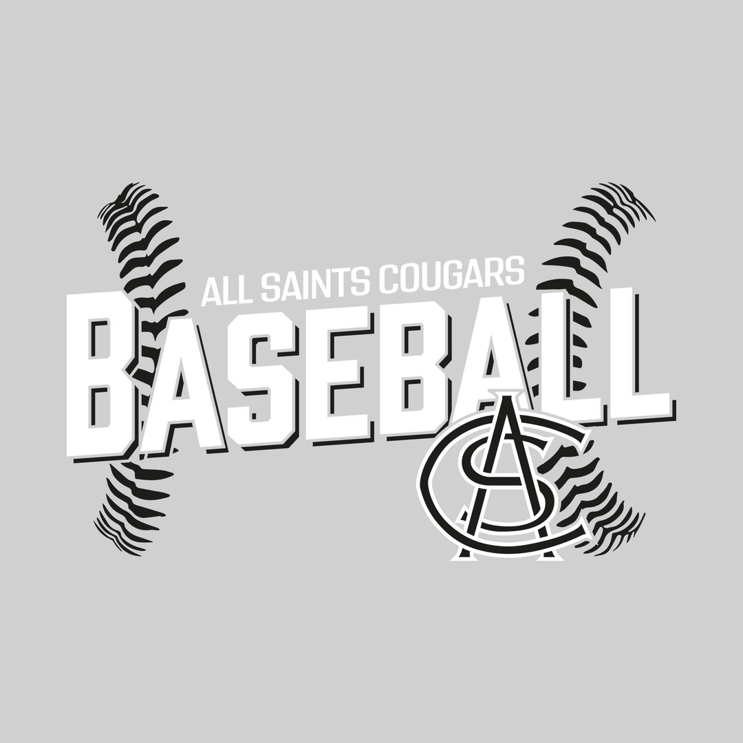 All Saints Cougars - Baseball - Angled Baseball with Baseball Stitches