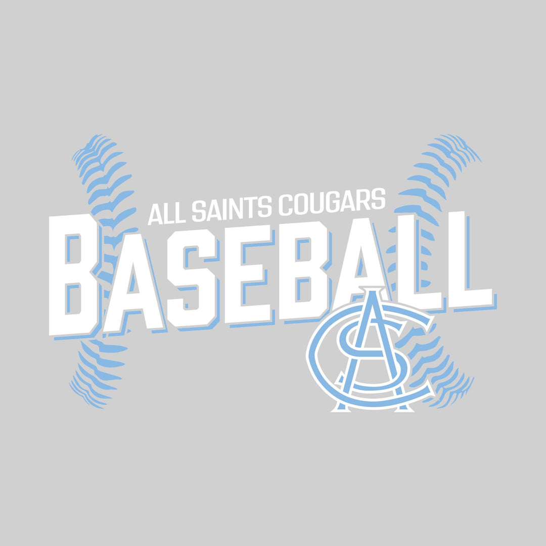 All Saints Cougars - Baseball - Angled Baseball with Baseball Stitches