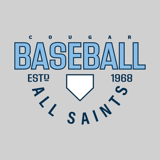 All Saints Cougars - Baseball - Baseball with Established Year and Arched School Name
