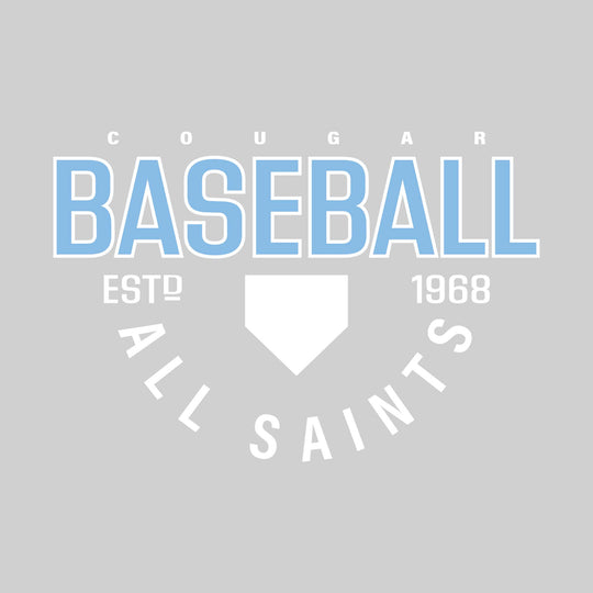 All Saints Cougars - Baseball - Baseball with Established Year and Arched School Name