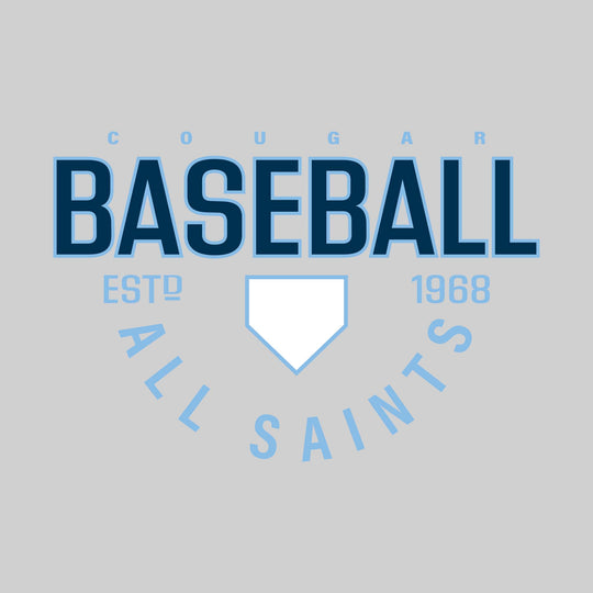 All Saints Cougars - Baseball - Baseball with Established Year and Arched School Name