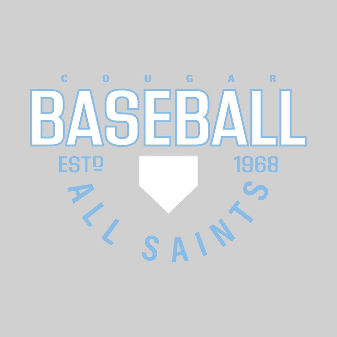 All Saints Cougars - Baseball - Baseball with Established Year and Arched School Name