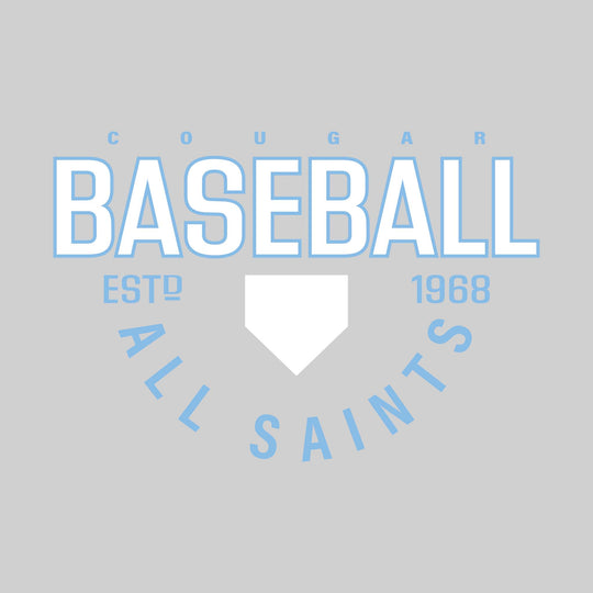 All Saints Cougars - Baseball - Baseball with Established Year and Arched School Name