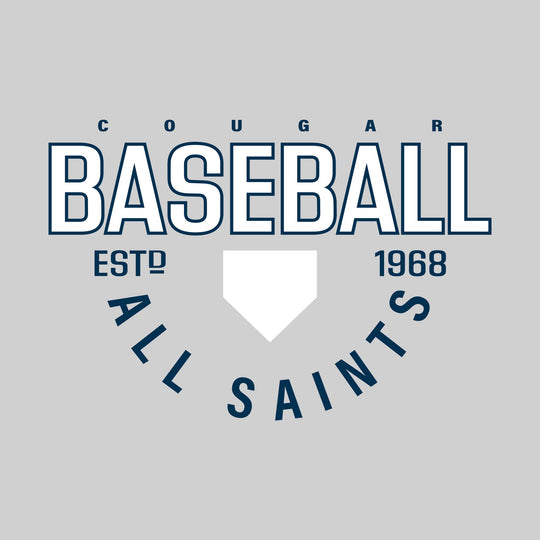 All Saints Cougars - Baseball - Baseball with Established Year and Arched School Name