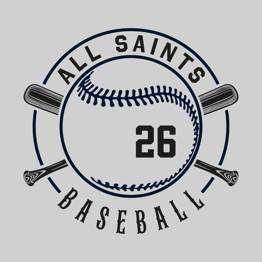 All Saints Cougars - Baseball - Crossed Bats with School Name and Baseball Shape