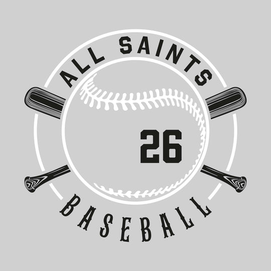 All Saints Cougars - Baseball - Crossed Bats with School Name and Baseball Shape