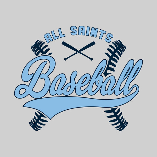 All Saints Cougars - Baseball - Cursive Baseball with Stitches & Crossed Bats