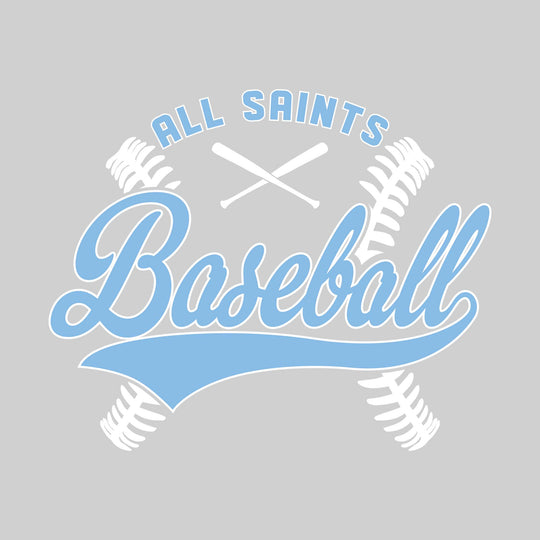All Saints Cougars - Baseball - Cursive Baseball with Stitches & Crossed Bats