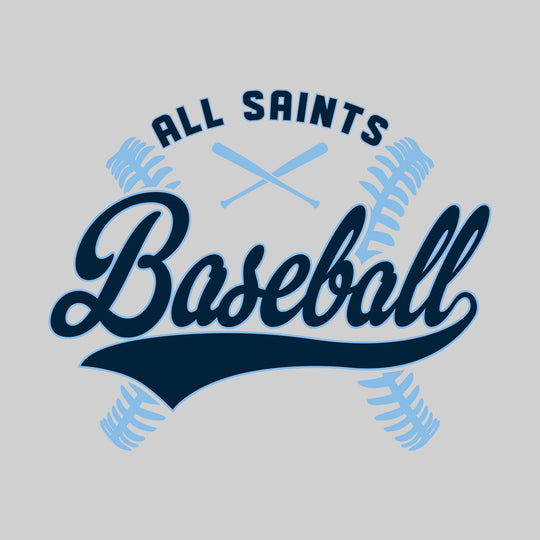 All Saints Cougars - Baseball - Cursive Baseball with Stitches & Crossed Bats