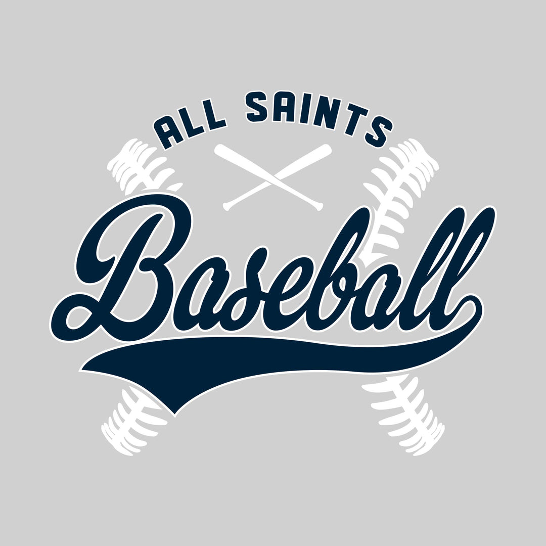 All Saints Cougars - Baseball - Cursive Baseball with Stitches & Crossed Bats