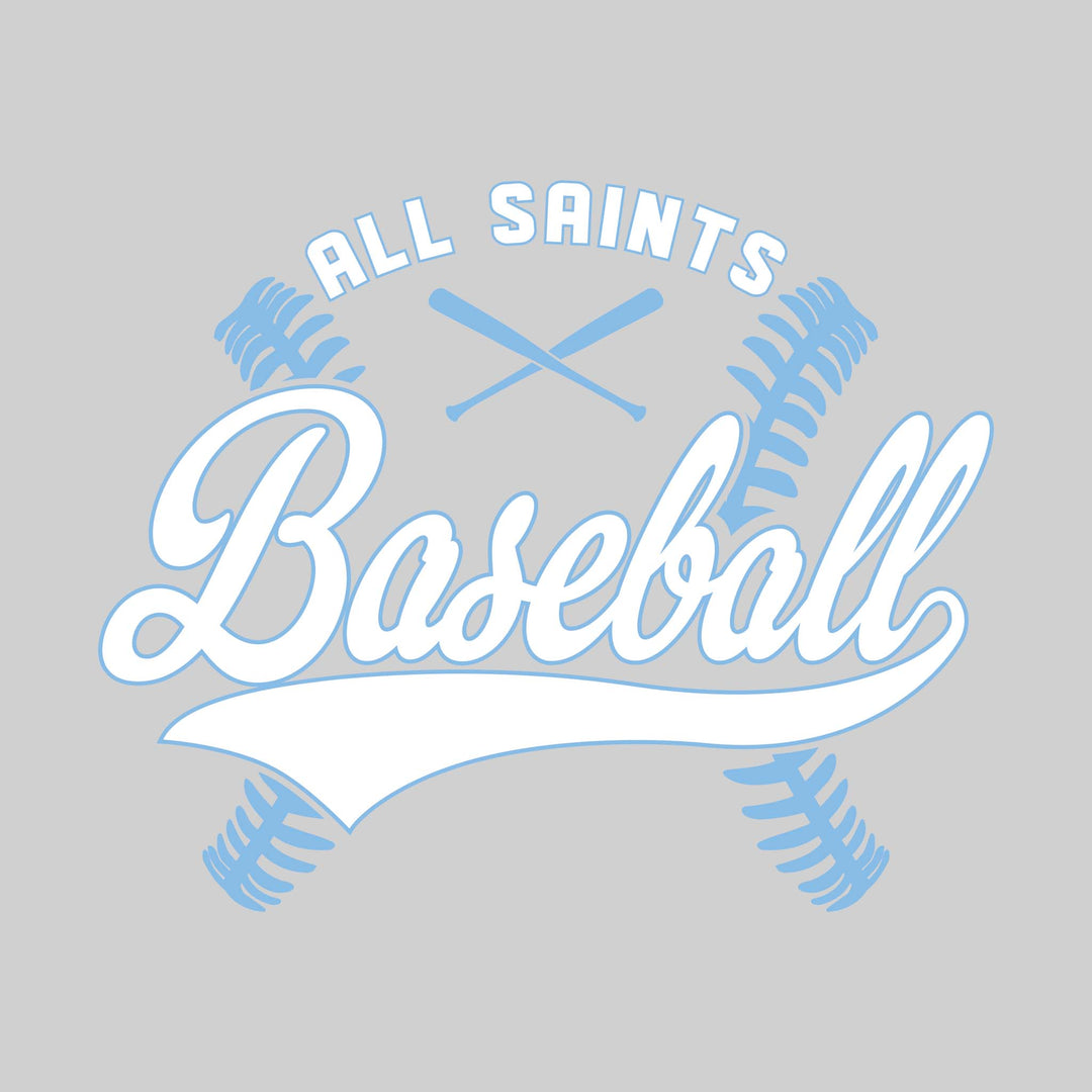 All Saints Cougars - Baseball - Cursive Baseball with Stitches & Crossed Bats