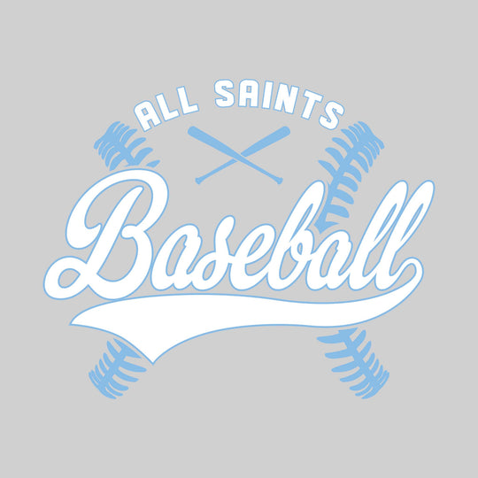 All Saints Cougars - Baseball - Cursive Baseball with Stitches & Crossed Bats