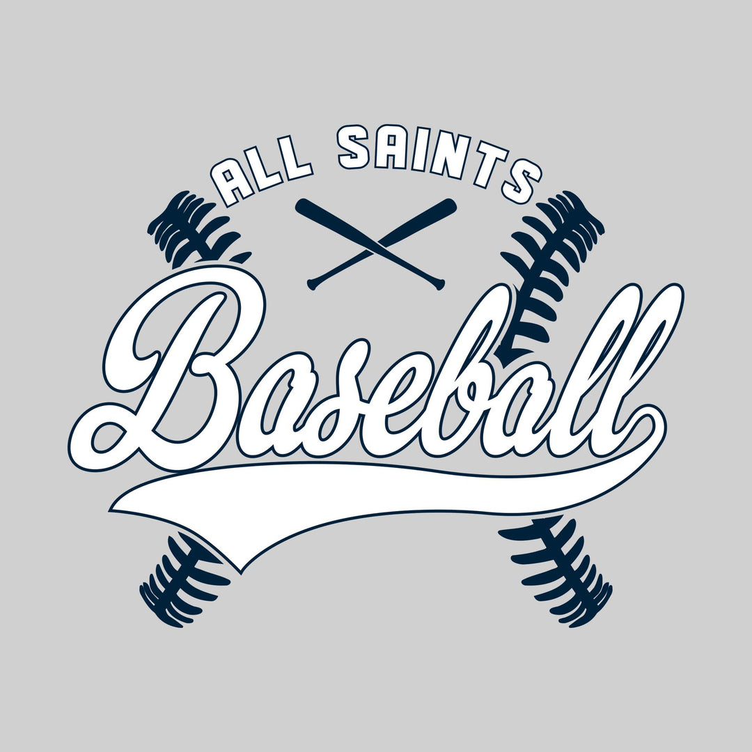 All Saints Cougars - Baseball - Cursive Baseball with Stitches & Crossed Bats