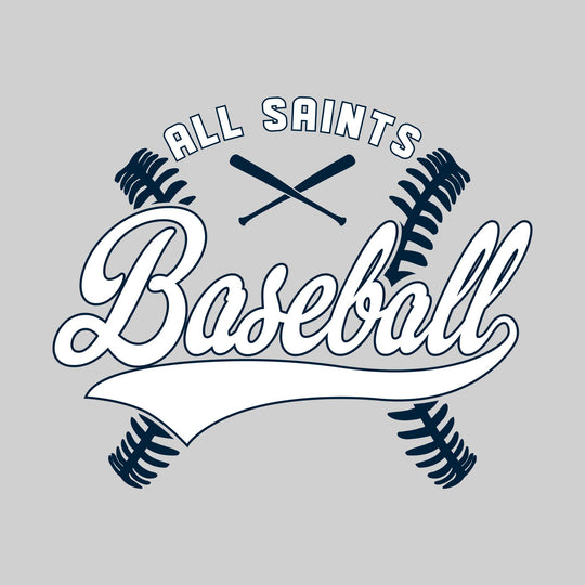 All Saints Cougars - Baseball - Cursive Baseball with Stitches & Crossed Bats