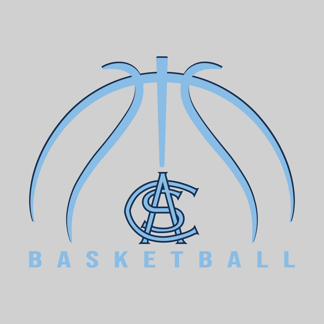 All Saints Cougars - Basketball - Basketball Text with Mascot and Grooves