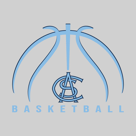 All Saints Cougars - Basketball - Basketball Text with Mascot and Grooves