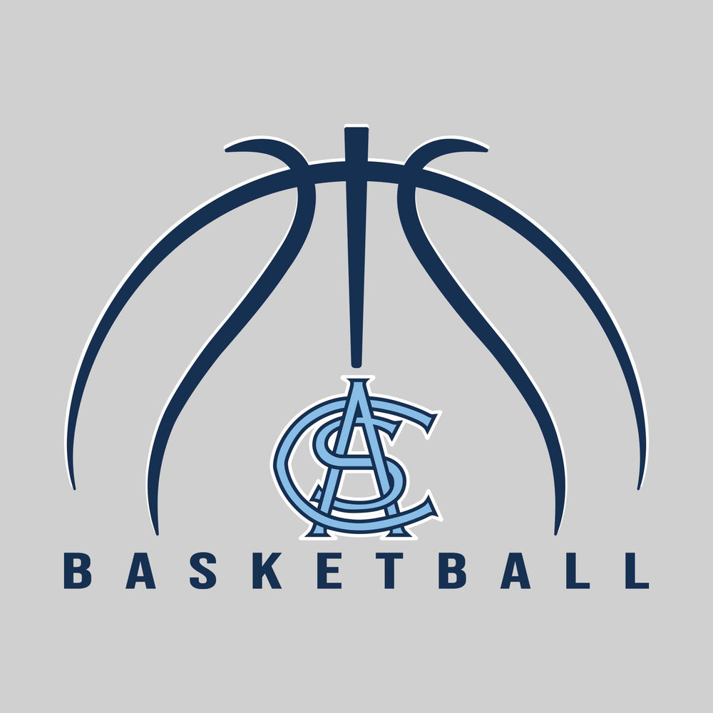 All Saints Cougars - Basketball - Basketball Text with Mascot and Grooves