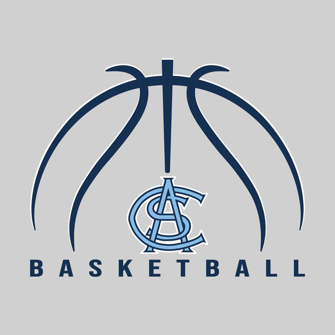All Saints Cougars - Basketball - Basketball Text with Mascot and Grooves