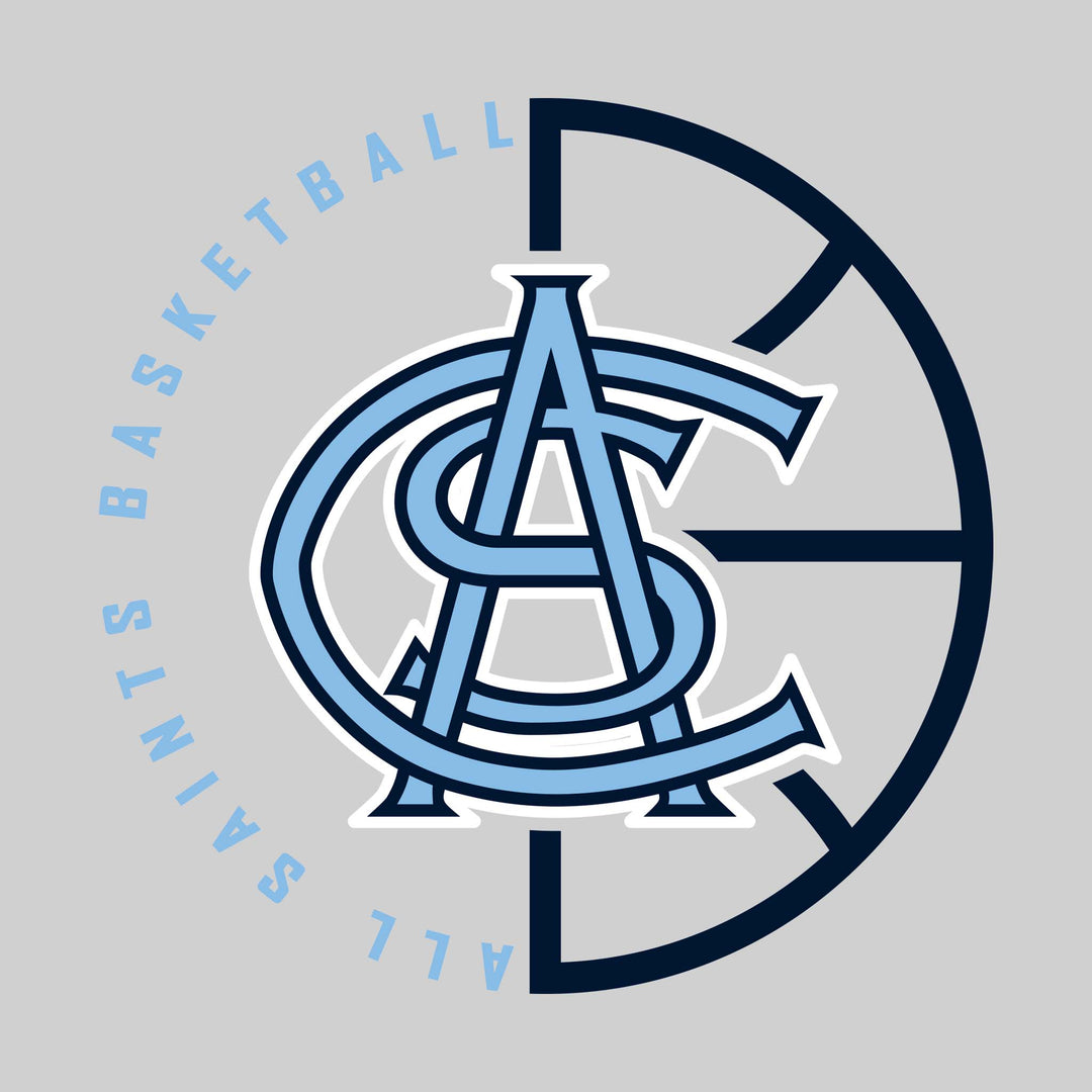 All Saints Cougars - Basketball - Center Mascot with Circle Text & Basketball Grooves