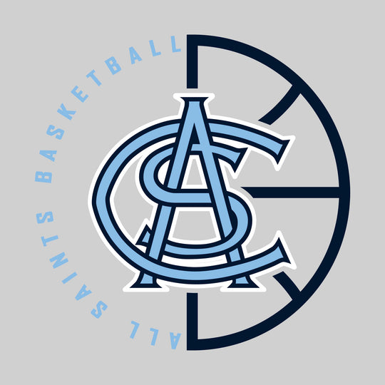 All Saints Cougars - Basketball - Center Mascot with Circle Text & Basketball Grooves