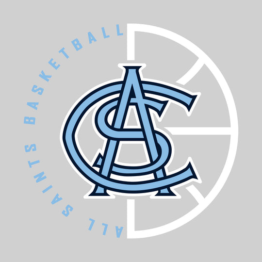 All Saints Cougars - Basketball - Center Mascot with Circle Text & Basketball Grooves