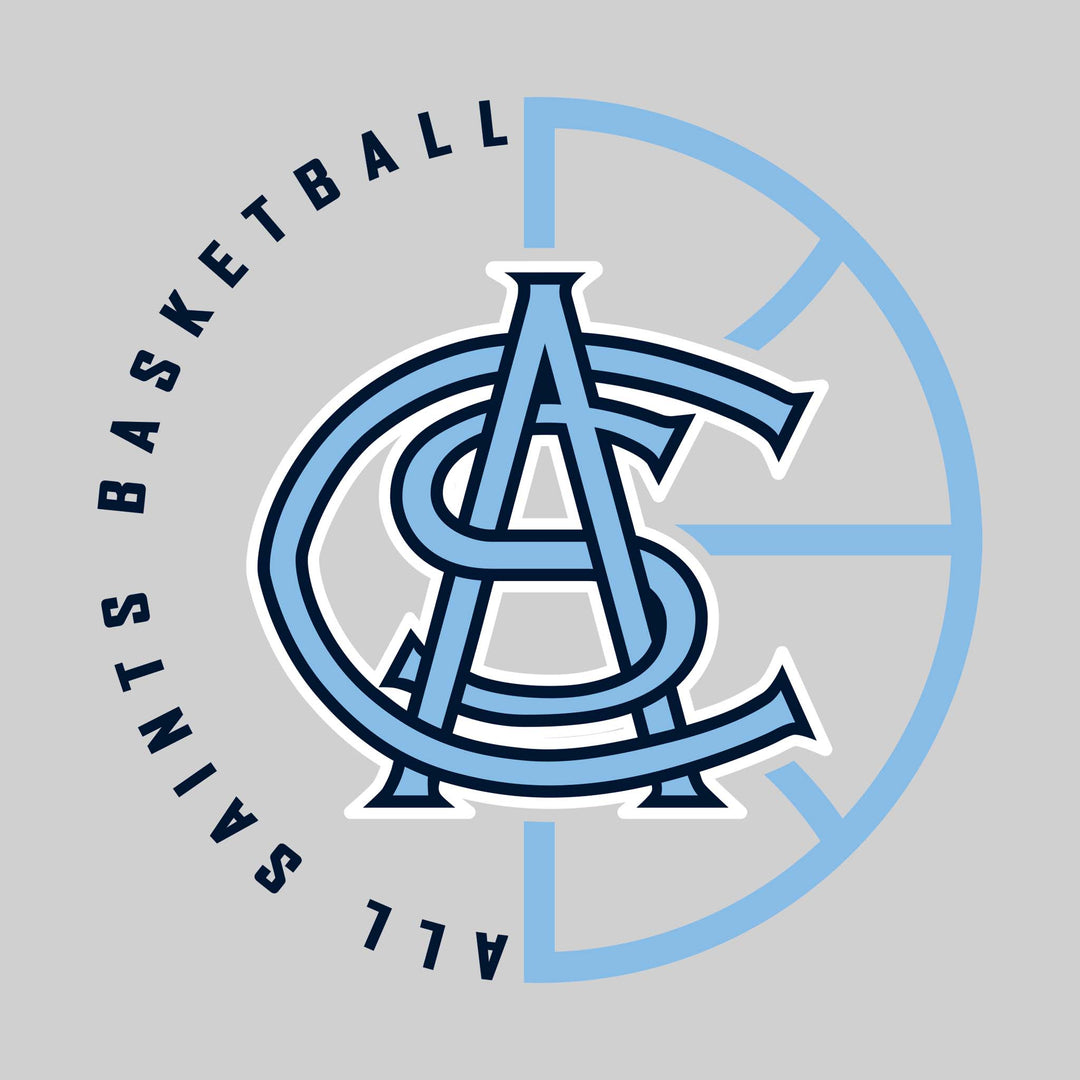 All Saints Cougars - Basketball - Center Mascot with Circle Text & Basketball Grooves