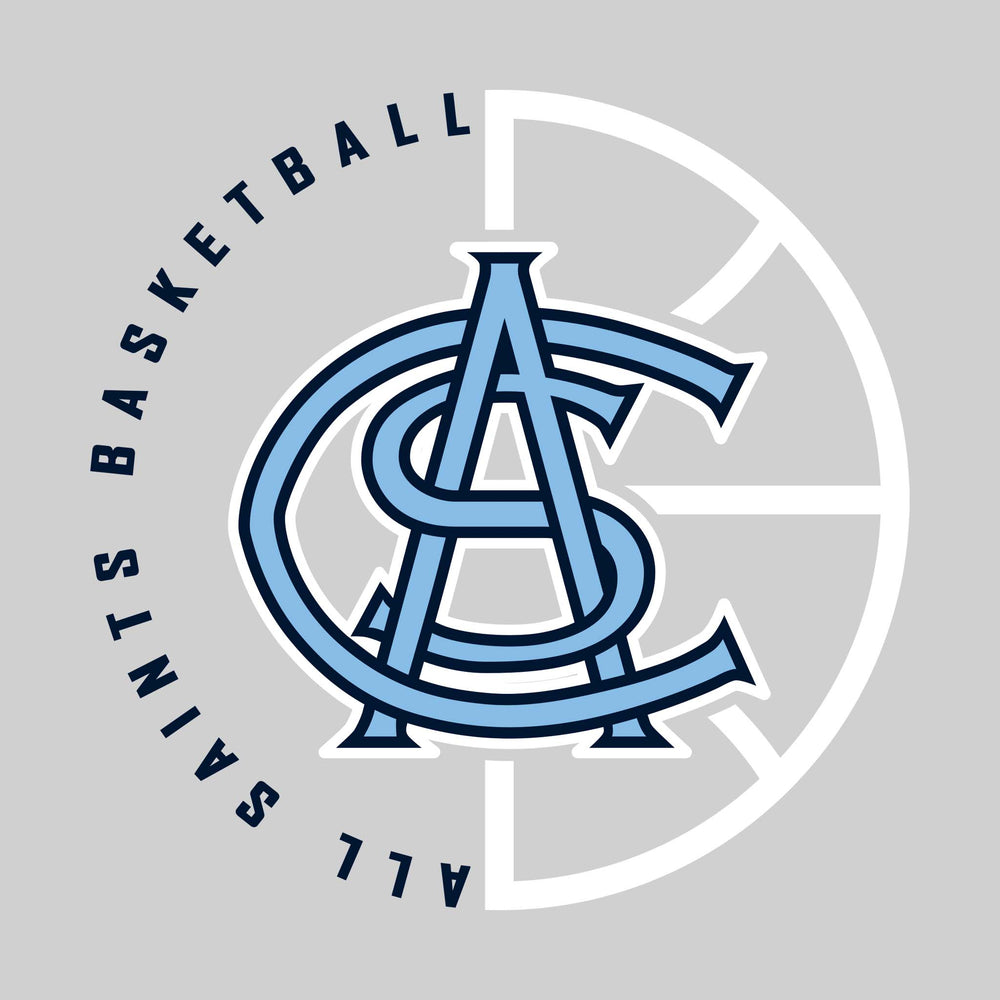 All Saints Cougars - Basketball - Center Mascot with Circle Text & Basketball Grooves