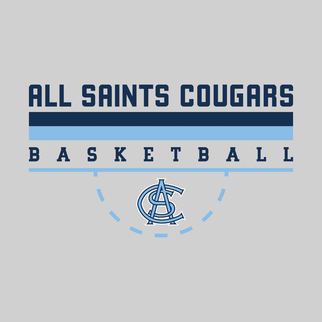 All Saints Cougars - Basketball - Double Color Lines with Free-Throw Half Circle
