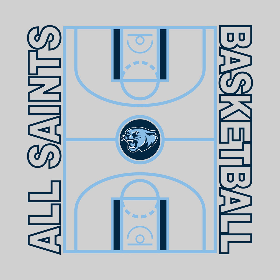 All Saints Cougars - Basketball - Full Court with Sideline Text