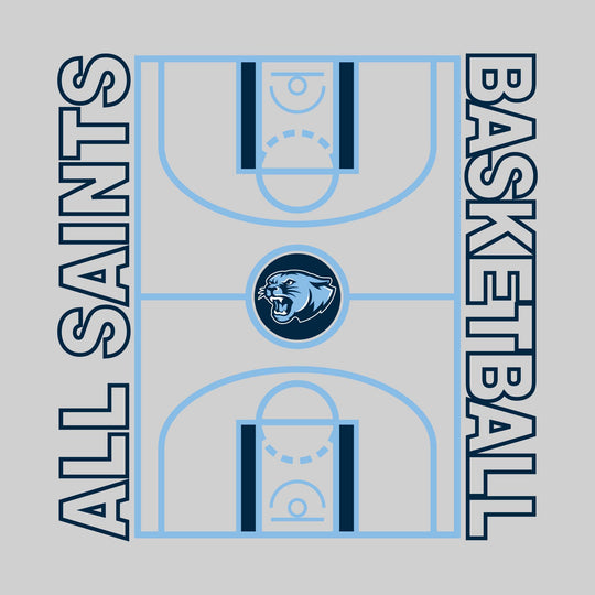 All Saints Cougars - Basketball - Full Court with Sideline Text