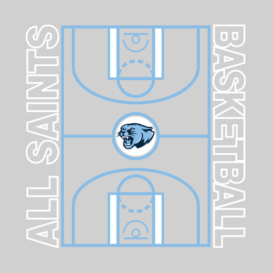 All Saints Cougars - Basketball - Full Court with Sideline Text