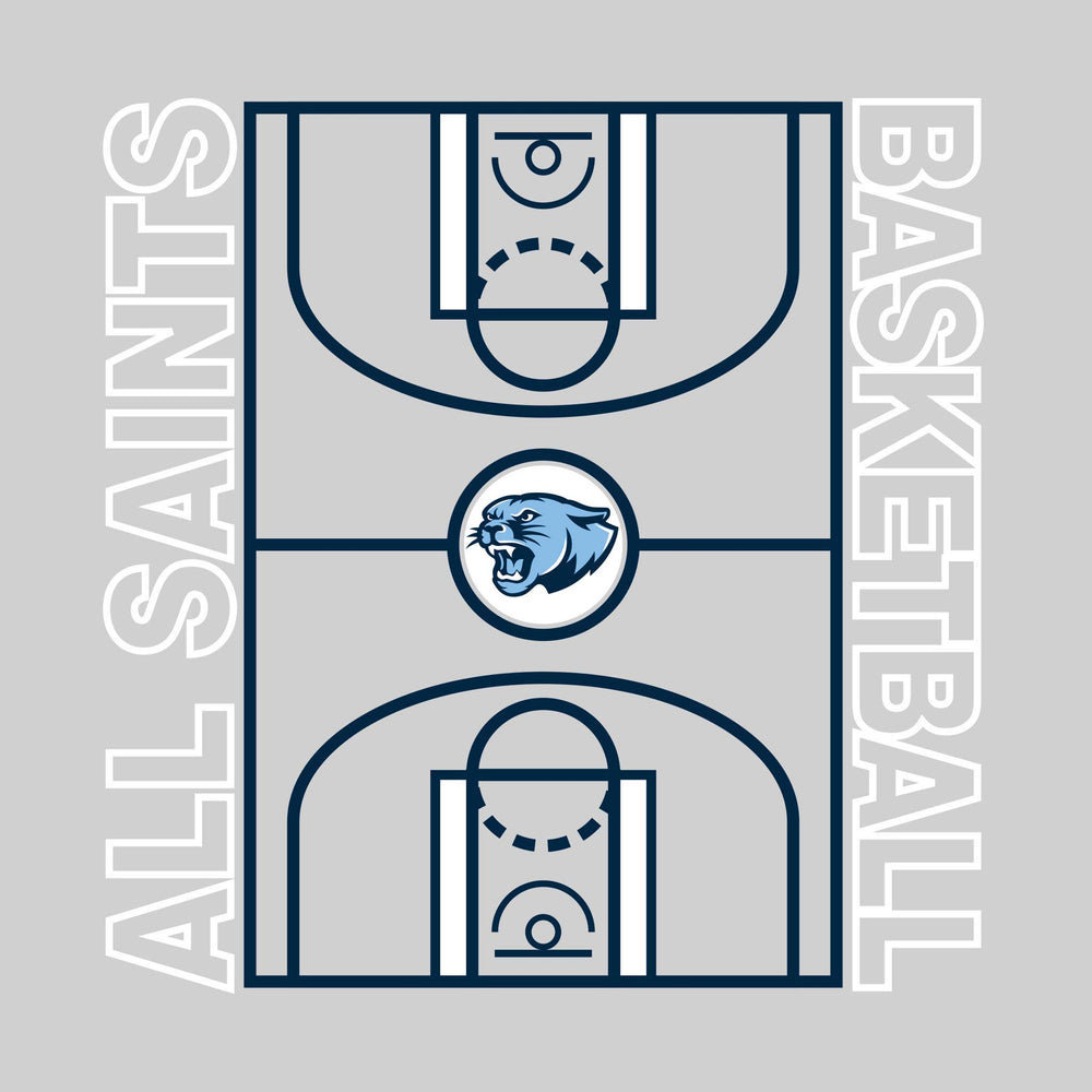 All Saints Cougars - Basketball - Full Court with Sideline Text