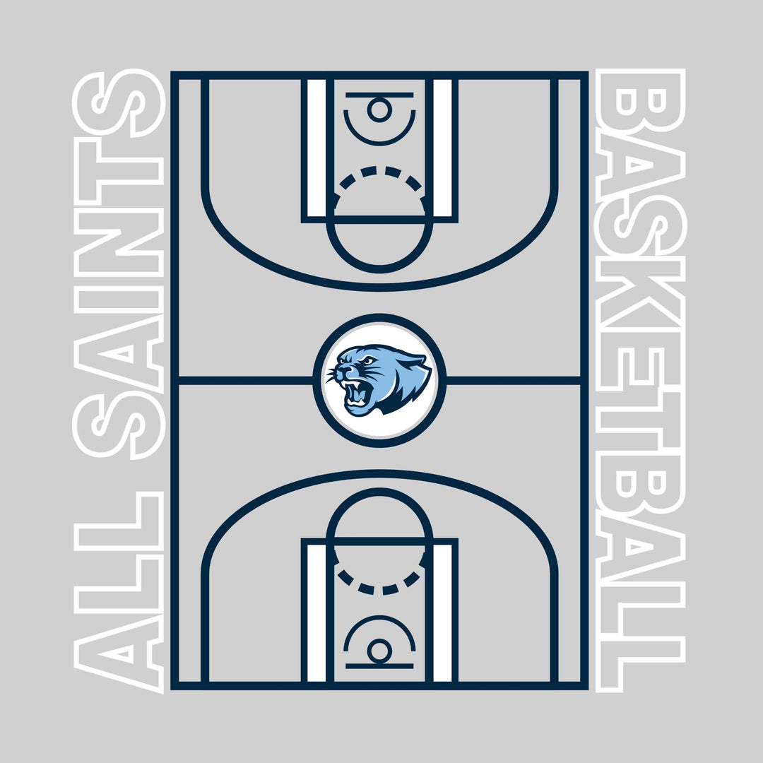 All Saints Cougars - Basketball - Full Court with Sideline Text