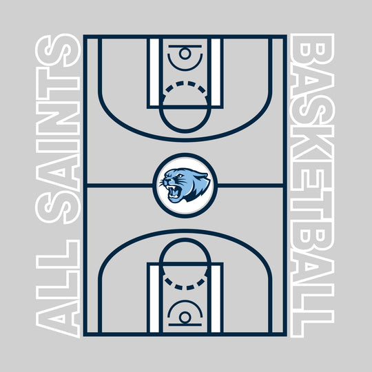 All Saints Cougars - Basketball - Full Court with Sideline Text