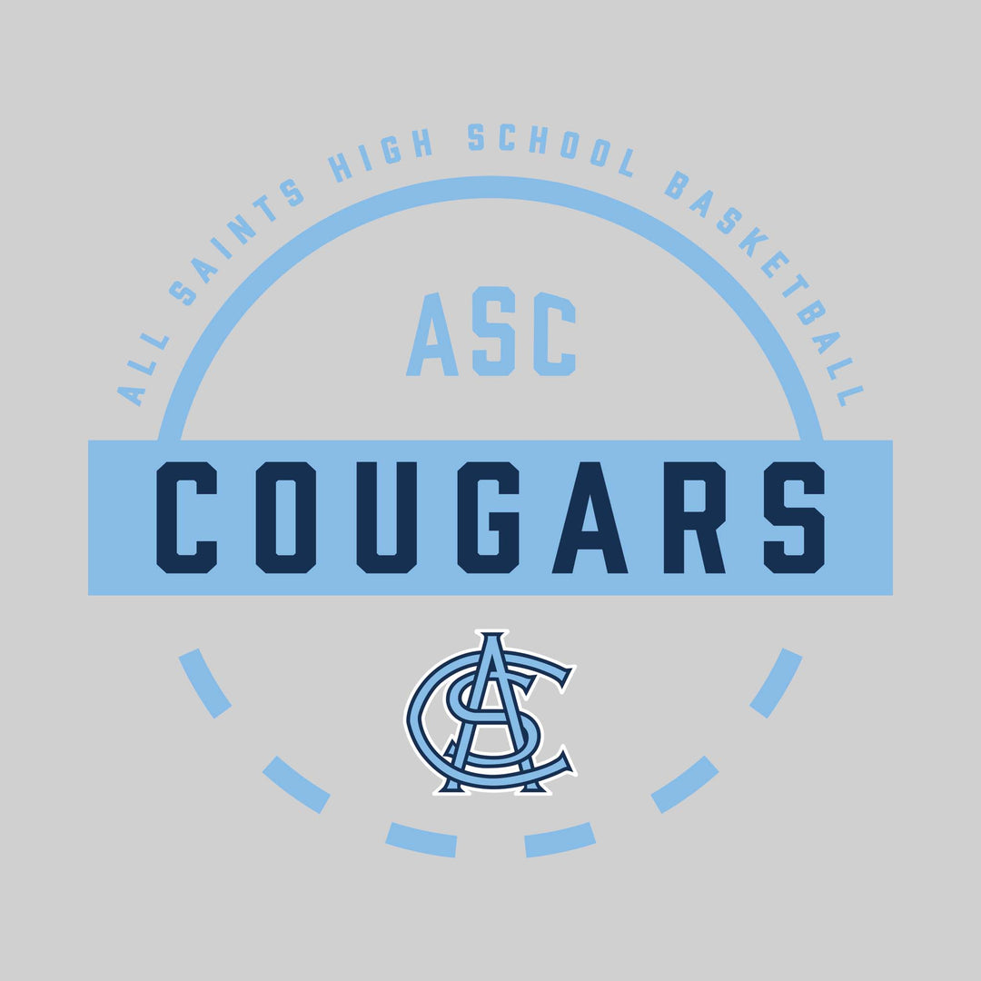 All Saints Cougars - Basketball - Mascot Name with Free Throw Circle