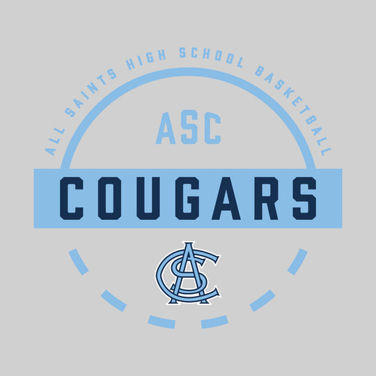 All Saints Cougars - Basketball - Mascot Name with Free Throw Circle
