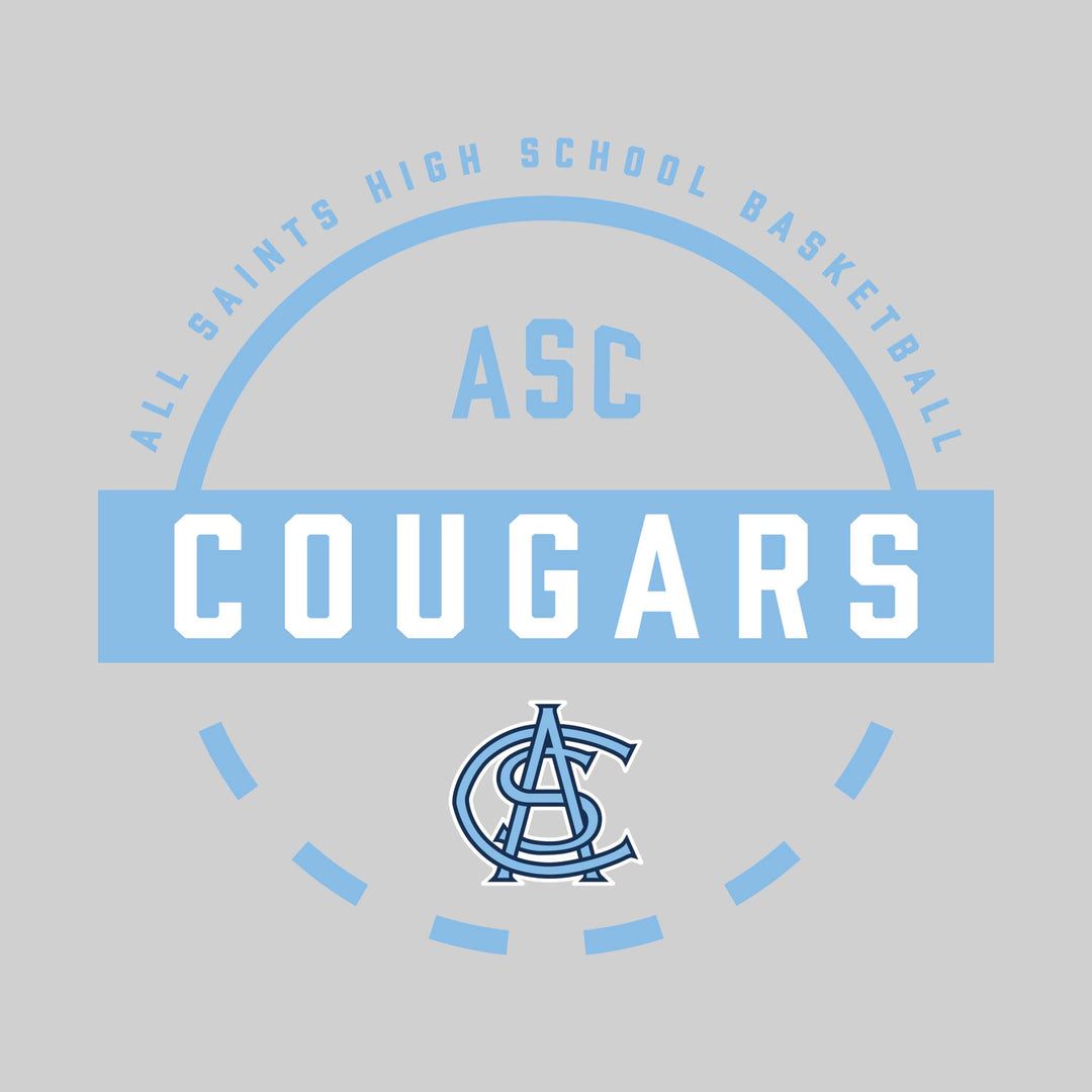All Saints Cougars - Basketball - Mascot Name with Free Throw Circle