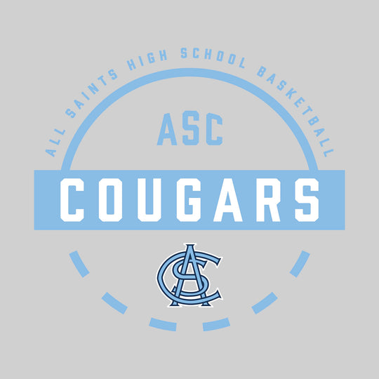 All Saints Cougars - Basketball - Mascot Name with Free Throw Circle