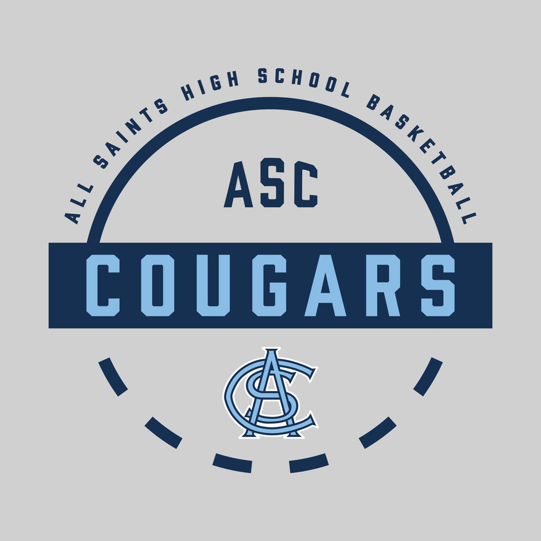 All Saints Cougars - Basketball - Mascot Name with Free Throw Circle