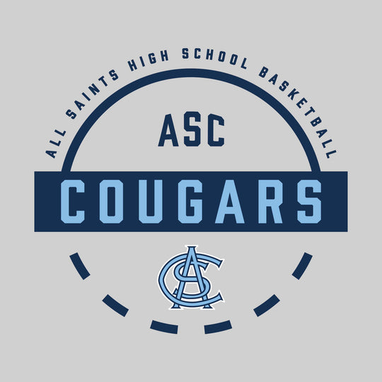 All Saints Cougars - Basketball - Mascot Name with Free Throw Circle