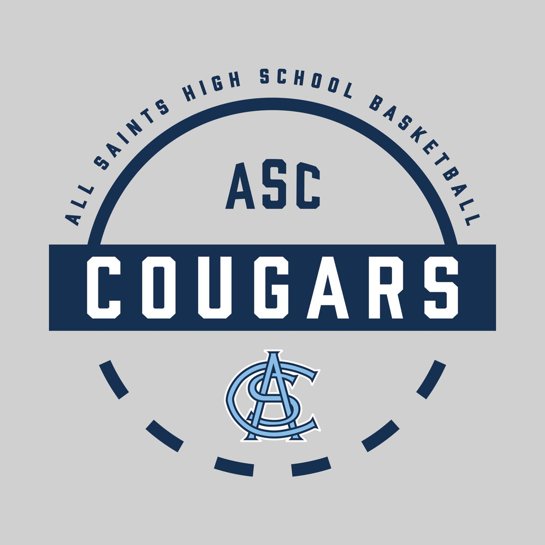 All Saints Cougars - Basketball - Mascot Name with Free Throw Circle