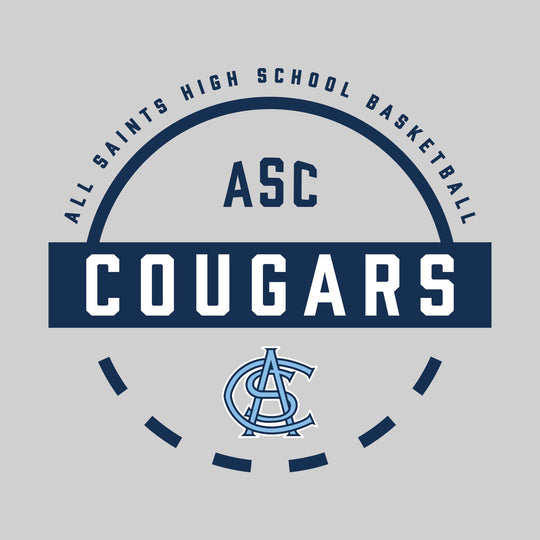 All Saints Cougars - Basketball - Mascot Name with Free Throw Circle