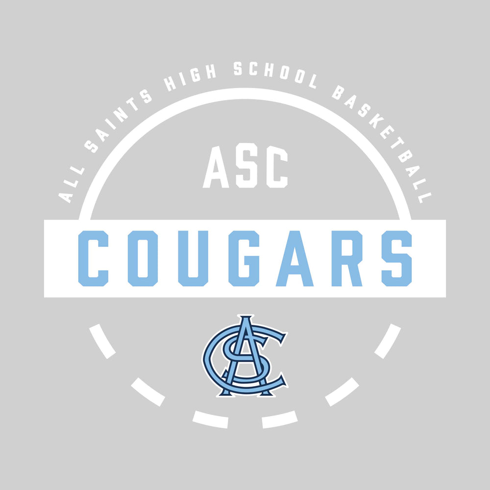All Saints Cougars - Basketball - Mascot Name with Free Throw Circle