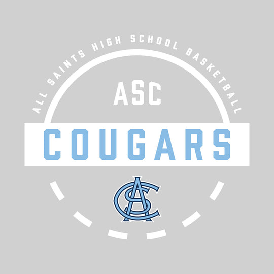 All Saints Cougars - Basketball - Mascot Name with Free Throw Circle