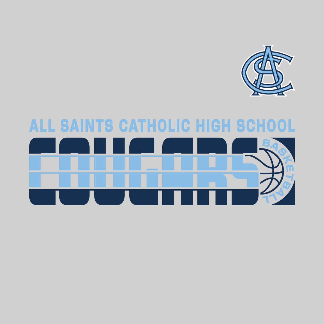 All Saints Cougars - Basketball - Striped Mascot Name with Basketball Grooves