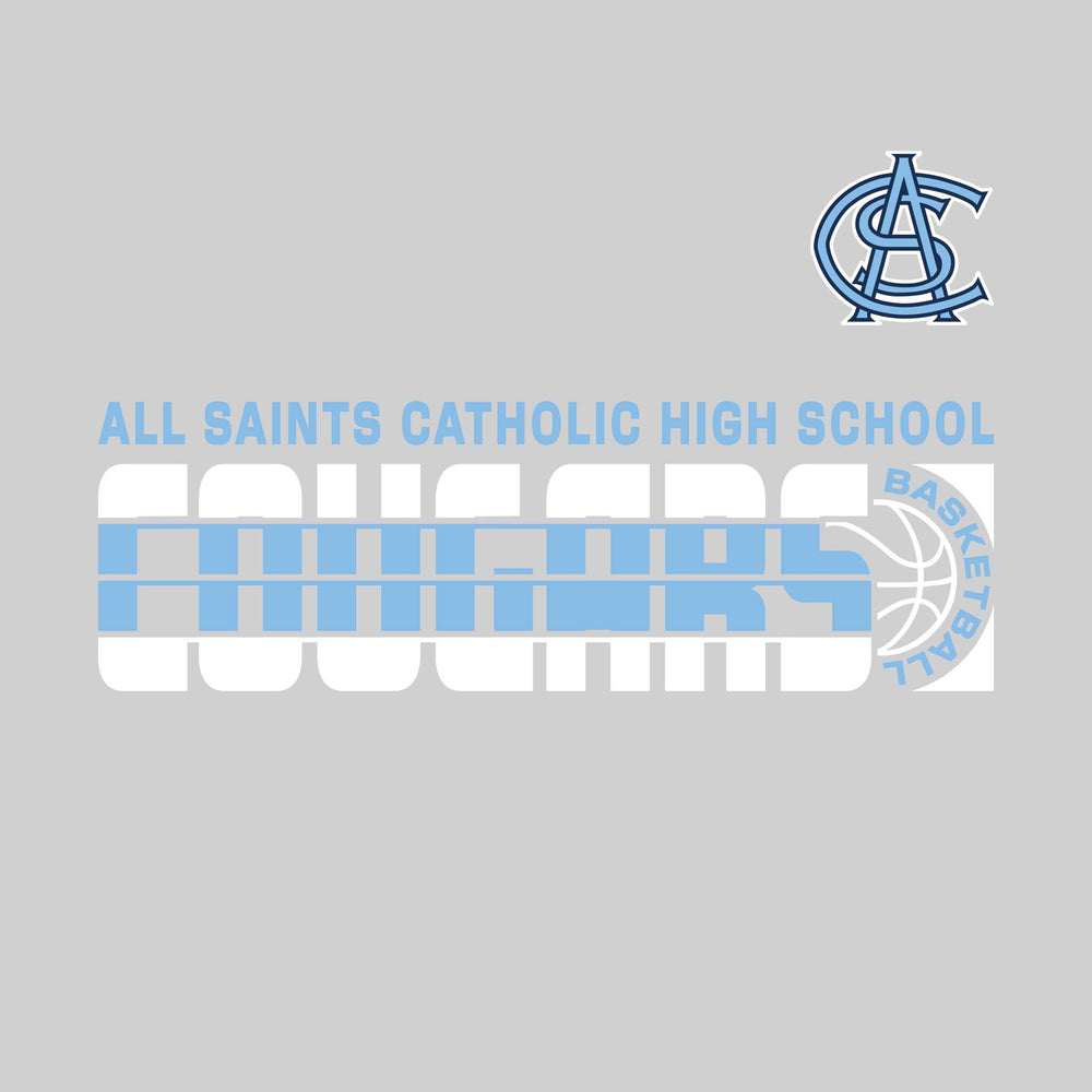 All Saints Cougars - Basketball - Striped Mascot Name with Basketball Grooves