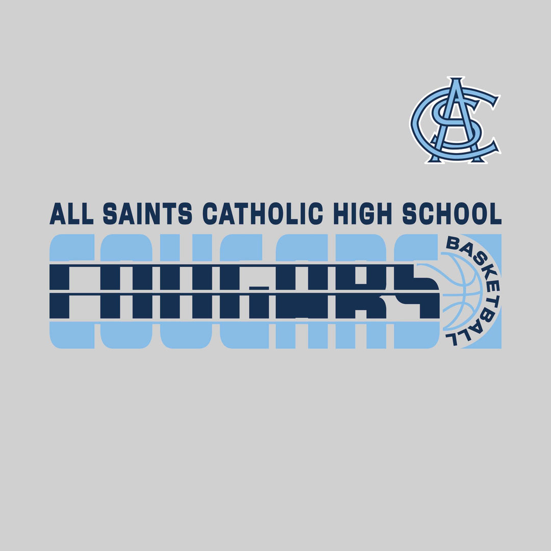 All Saints Cougars - Basketball - Striped Mascot Name with Basketball Grooves